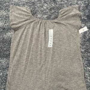 Old Navy Heather Gray/Green Scoop Neck Flutter Sleeve Tee, 14 XL